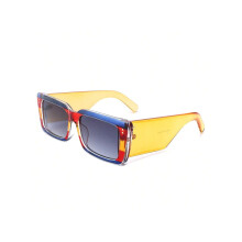 Chic Square Sunglasses, Vibrant Multi-Color Frame with Dark Gray Lenses