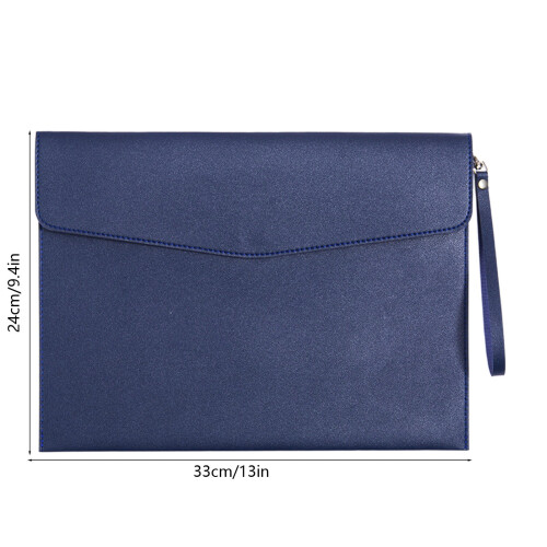 A4 Waterproof Leather File Folder Dark Blue 2