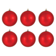 Matte Red Glass Christmas Ball Ornaments 6 Pcs