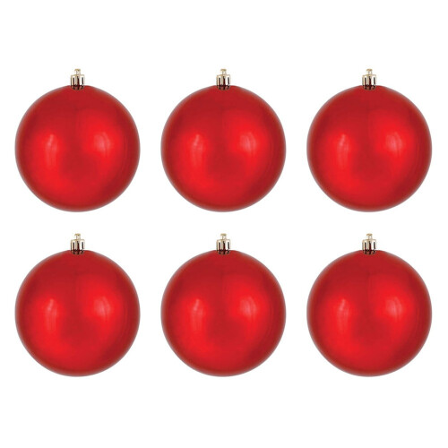 Matte Red Glass Christmas Ball Ornaments 6 Pcs