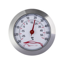 Car Thermometer Analog Round Dial -30 to 60 Stainless