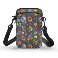 Button Floral Design Women Messenger Bag with Zipper Closed Shoulder Purse Stylish Polyester