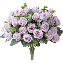 6-Pc Realistic Artificial Rose Bouquet for Wedding, Spring Party, Home Vase & DIY—Compatible with Floral Projects
