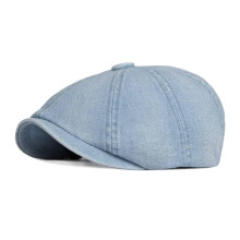 Dámský osmihranný baret z denimu, britský styl, sepraný