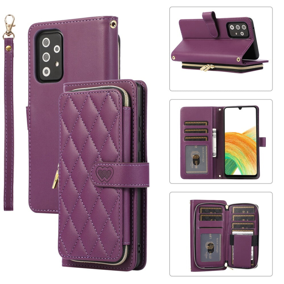 Leather Wallet Case For Samsung Galaxy A33 5G Deep 9 Purple 968604567247