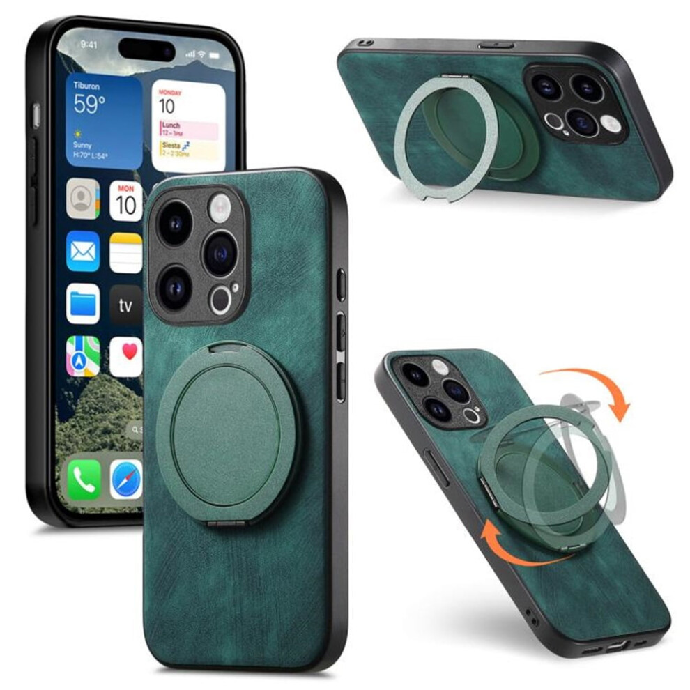 Iphone 13 Pro Retro Leather Rotating Stand Case Green 968604567759