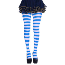 Women's Rainbow Striped Opaque Microfiber Footed Pantyhose