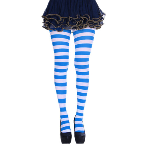 Women's Rainbow Striped Opaque Microfiber Footed Pantyhose