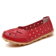 Mocassins ortopédicos Willtoo femininos em couro respirável, vermelho, EUA
