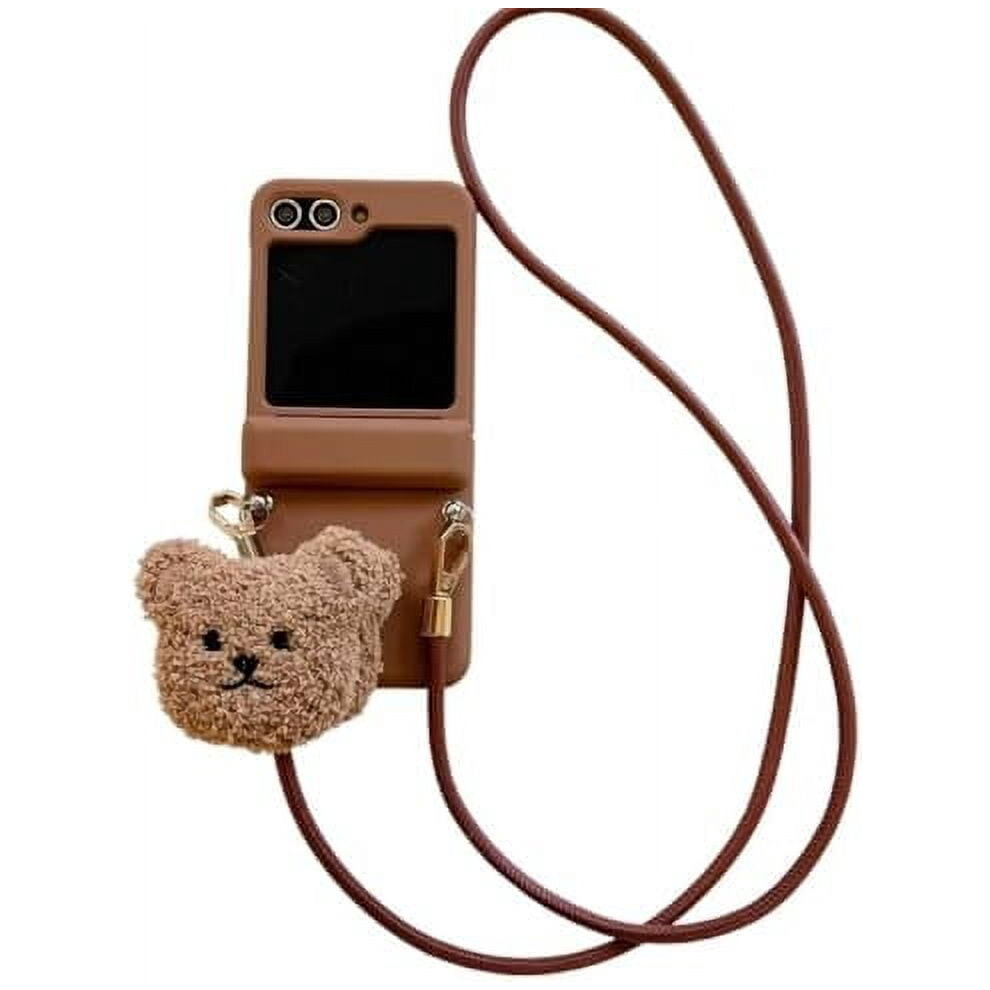 Fuzzy Bear Crossbody Phone Case For Galaxy Z Flip 6 Â 939152714322