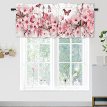 Cherry Blossom Thermal Window Valance Pink Floral Butterfly