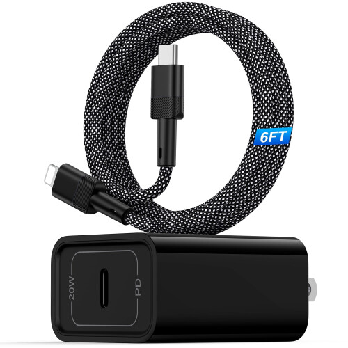 20W USB-C PD-lader med 1,8 meter USB-C til Lightning-kabel