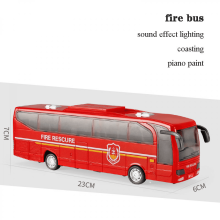 Autobús de juguete urbano para niños con luces y música, color rojo.