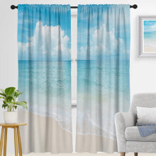 White Ocean Coastal Curtains Rod Pocket 2 Panels 42x84 Inch
