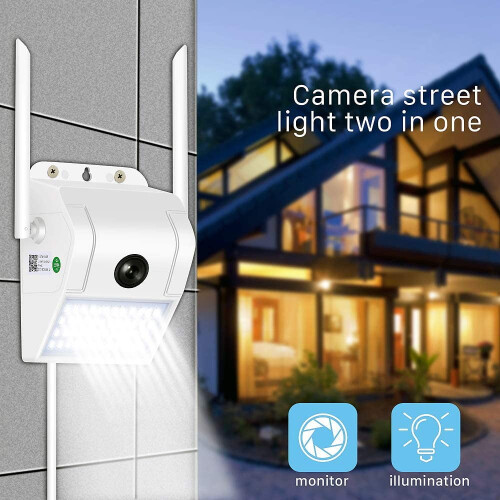MesaSe WiFi Floodlight Camera 1080p Buitenbeveiligingscamera 1