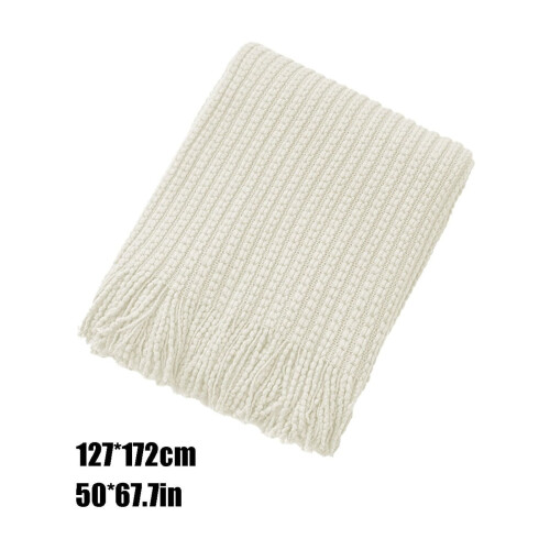 Knitted Throw Blanket with Fringe 50x68 inch 2