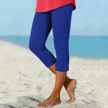 Capri Leggings for Women Blue Stretchy Knee-Length Casual