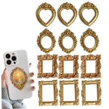 Mini cadres photo en résine dorée style baroque vintage, lot de 12 pièces