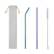 Pailles en acier inoxydable Karymi, lot de 2, avec goupillon et pochette.