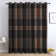 Scottish Tartan Blackout Curtains Brown Plaid 2 Panels