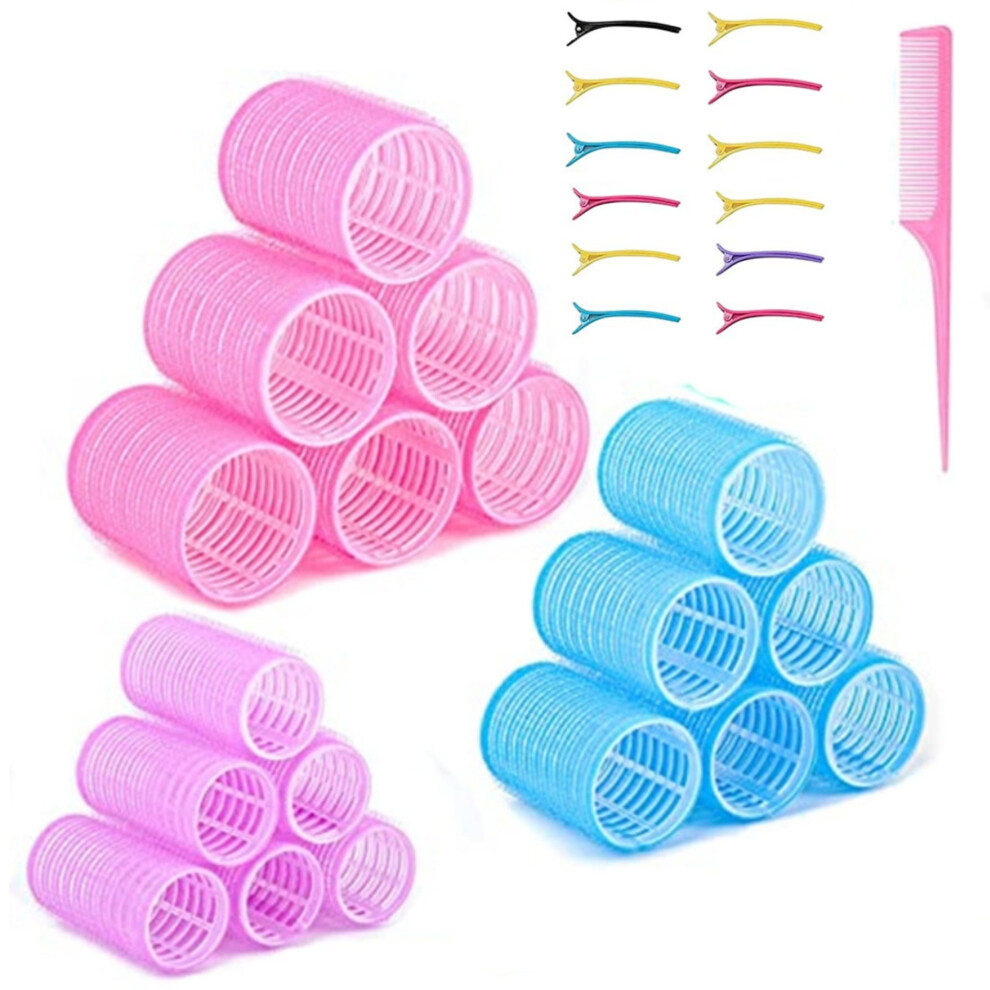 Hair Curlers Set with 18 Rollers Comb and 12 Clips