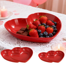 Platos de plástico rojos con forma de corazón (paquete de 2)