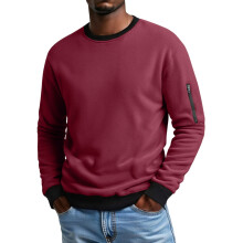 Sweat-shirt homme bordeaux à manches longues et col rond, taille XXL