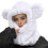 Dames pluche bivakmuts met berenoren, wit 1