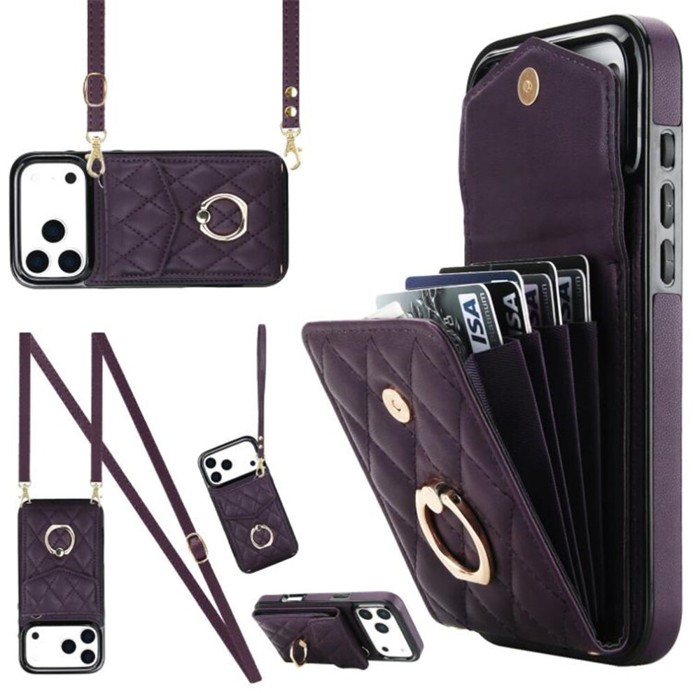 Pu Leather Iphone 17 Pro Case With Rfid Wallet And Strap 968604555473