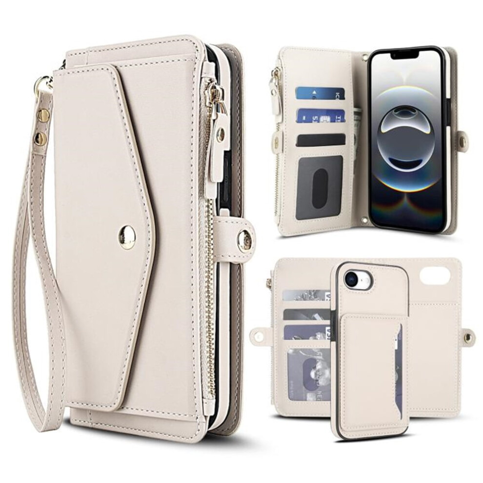 Pu Leather Rfid-Blocking Wallet Case For Iphone 16E White 968604556319
