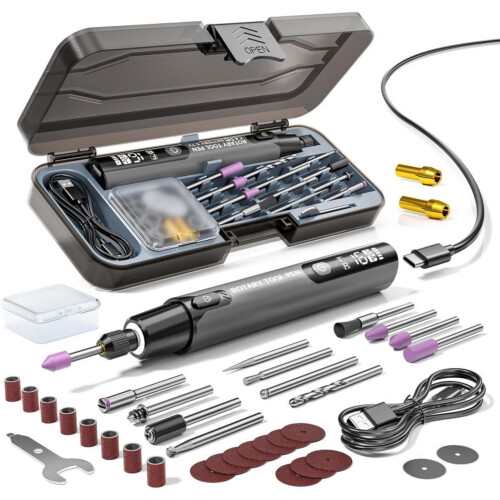 Mini Electric Rotary Tool Set with LED Light and Digital