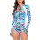Γυναικείο Μαγιό με Μακρυμάνικο Rash Guard Ανοιχτό Μπλε Φύλλο 6