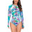 Γυναικείο Μαγιό με Μακρυμάνικο Rash Guard Ανοιχτό Μπλε Φύλλο 7