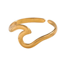 Bague ajustable en acier inoxydable ornée de strass et d'un coquillage