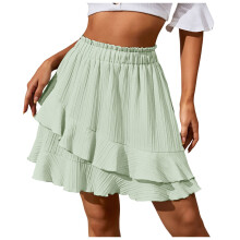 Women's High Waist Ruffle Mini Skirt A-Line Pleated