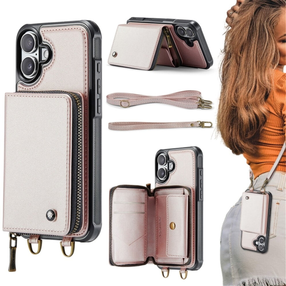 Rfid Wallet Case For Iphone 16 Plus 6.7 Inch Rose Gold 968604564949