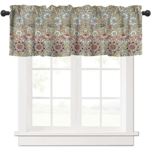 Retro Boho Floral Window Valance William Morris Design