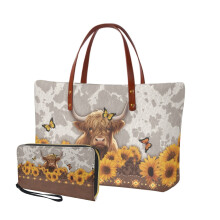 Sada kabelky a peňaženky Highland Cattle Butterfly Sunflower