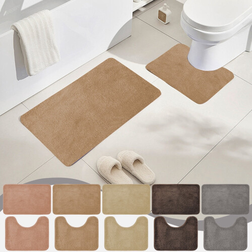 Bathroom Floor Mats Set Non-Slip Microfiber2-Piece