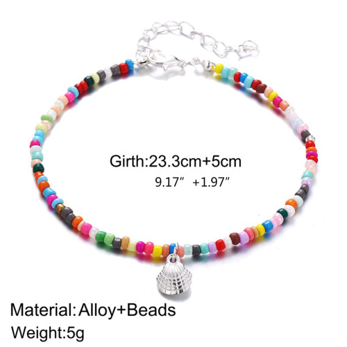 Pulsera tobillera elástica de cuentas estilo boho hecha a mano 2