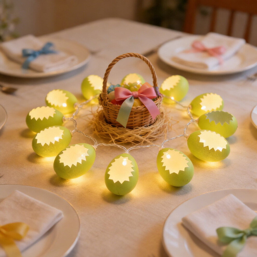 Easter light string with broken egg shells plastic
