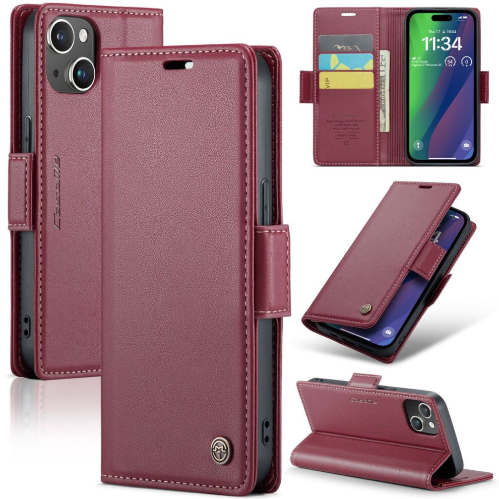 Caseme Leather Wallet Case For Iphone 14 Plus Â Wine Red 968604565007