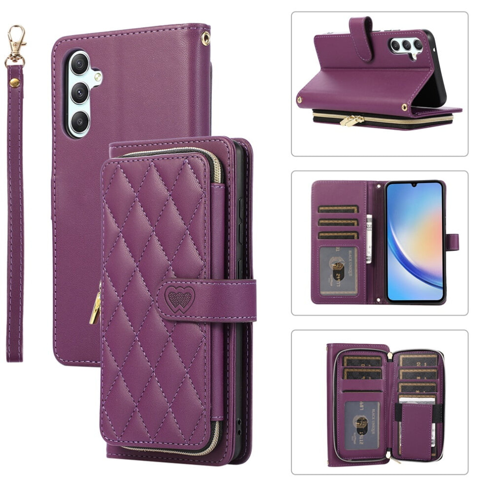 Wallet Case For Samsung Galaxy A14 6.6" Deep Luxury Purple 968604563034