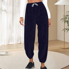 Women's Fleece-Lined Jogger Pants Elastic Waist Cuffed