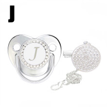 Baby Pacifier with Rhinestone Clip and Personalized Initial