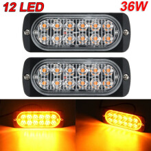 Amber LED Light Bar for Car Truck 12LED 36W 2 pcs
