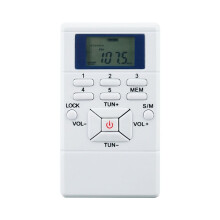 Stereo FM Radio 1.2 Inch Digital Clock Receiver for Simultaneous Interpretation Clip- Radio Earphone GYM White