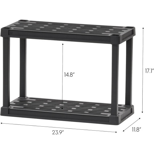 Lightweight Plastic Storage Rack Double Layer 17"x24"x12" 2