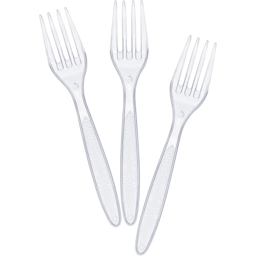 Furculițe mini din plastic pentru salată și aperitive, 100 buc.