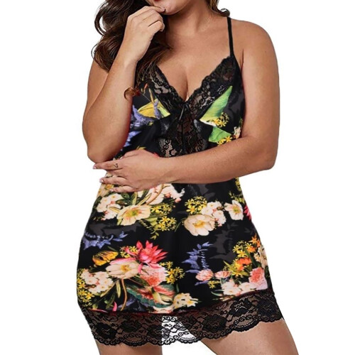 Σετ εσώρουχων Babydoll με δαντέλα για γυναίκες, μεγάλα μεγέθη 1